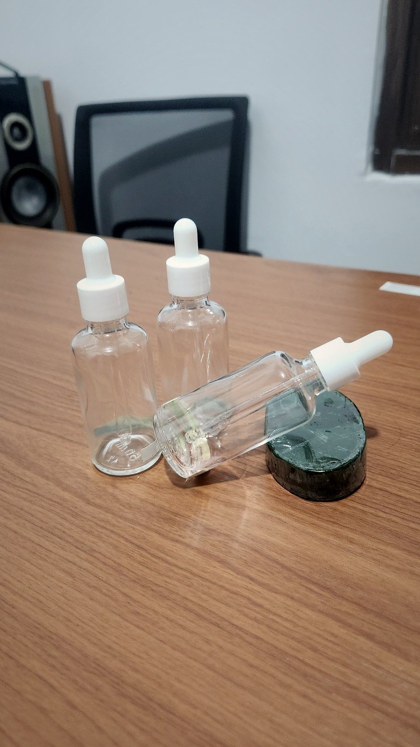 Foto asli botol kaca dropper bening 50 ml dengan pipet putih